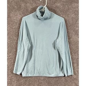 Chicos Sweater Womens 3=XL=16 Blue Ribbed Turtleneck Long Sleeve Pullover